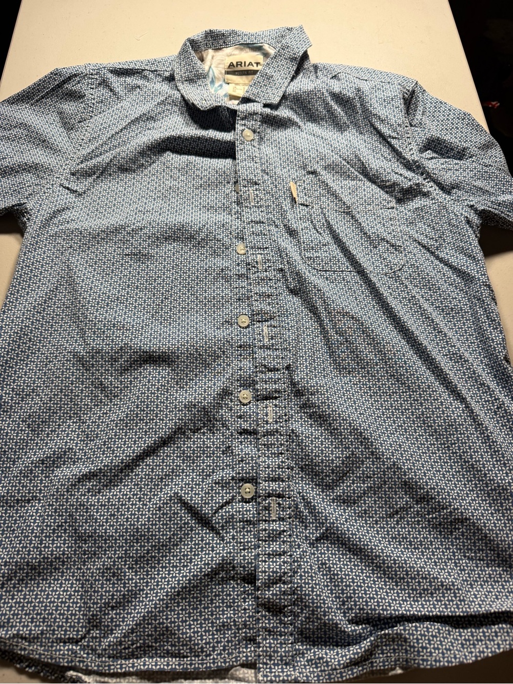 Ariat Short-Sleeve Navy Geometric Button-Down Shirt